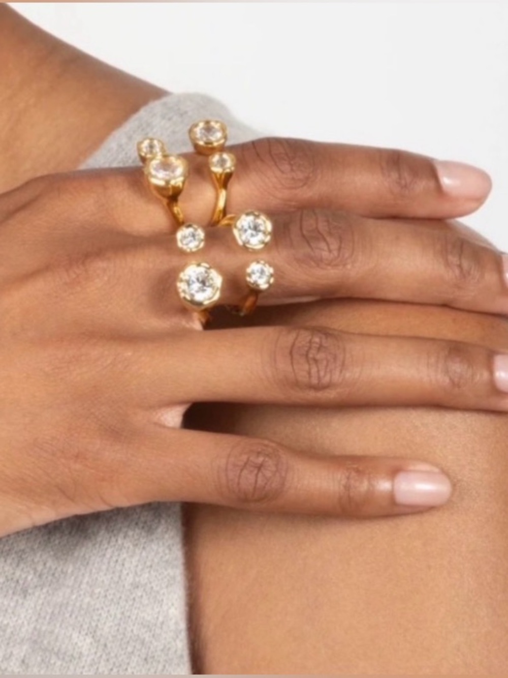 ALEXIS BITTAR Asterales Gold Open Ring Size 7 Clear C Z MY15 - Picture 8 of 8
